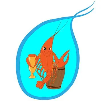 Shrimp cartoon character Stock Illustration