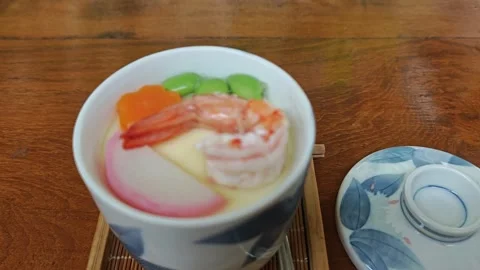 Shrimp chawan mushi dish Stock Footage 274855692