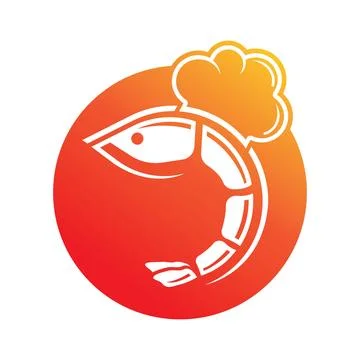 Shrimp Chef Vector Logo Design Stock Illustration