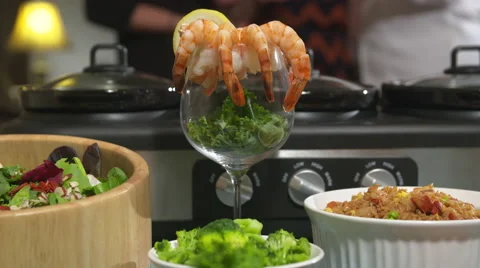 Shrimp Cocktail Move Left Stock Footage 64974167