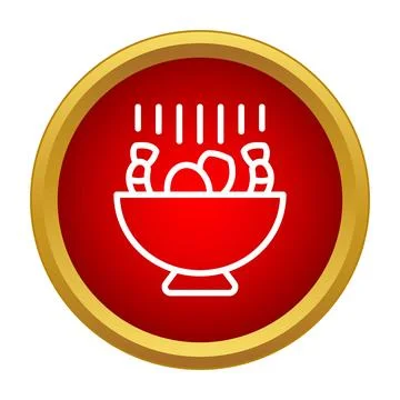 Shrimp cocktail serving in festive red bowl icon Stock Illustration
