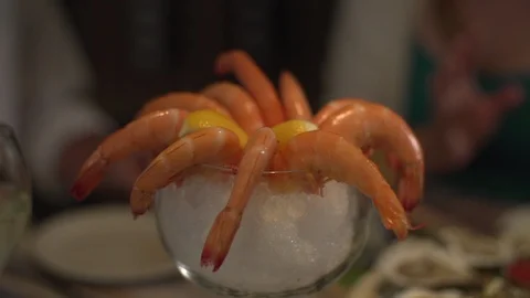 Shrimp cocktail in slow motion Stock Footage 112032541