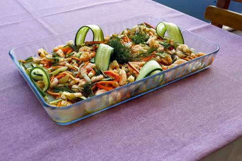 The shrimp cold appetizer on serving plate from Turkey restaurant. Stock Photos