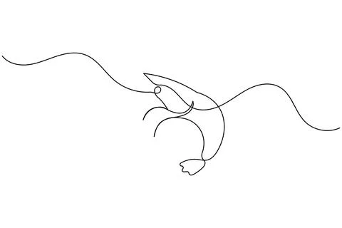 Shrimp continuous one line drawing minimalist style isolated on white backg.. Stock Illustration