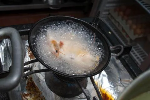Shrimp cooked in a pan Stock Photos