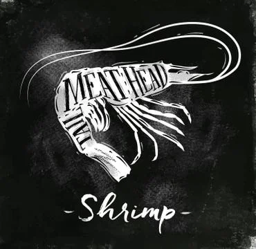 Shrimp cutting scheme chalk Stock-Illustration