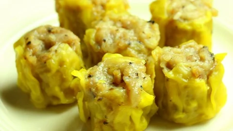 Shrimp dumpling  on plate , in studio Chiangmai Thailand Stock Footage 118648809