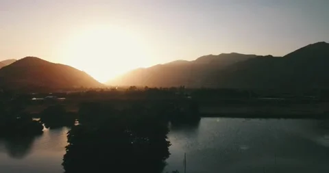 Shrimp farm at sunset. Stock Footage 169831705