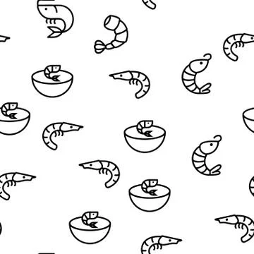 Shrimp Food Vector Seamless Pattern Illustrazione stock