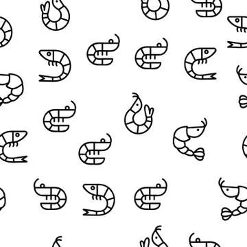 Shrimp Food Vector Seamless Pattern Illustrazione stock