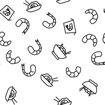Shrimp Food Vector Seamless Pattern Illustrazione stock