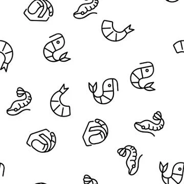 Shrimp Food Vector Seamless Pattern Illustrazione stock