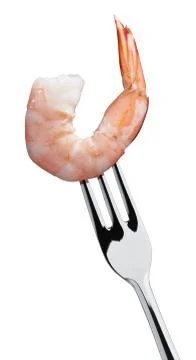 Shrimp on fork Stock Photos