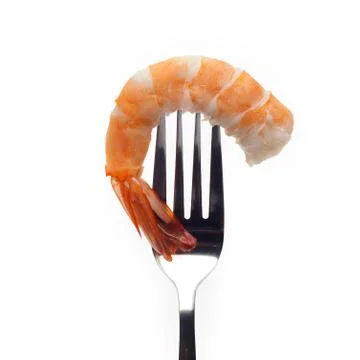 Shrimp on fork Stock Photos