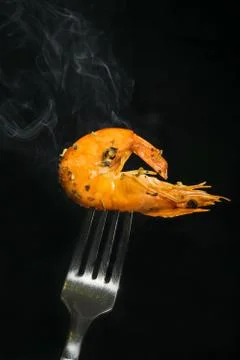 Shrimp on a fork Foto stock