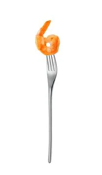 Shrimp on fork Stock Photos