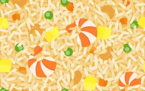Shrimp Fried Rice seamless pattern, Thai food vector illustration Stock Illustration
