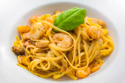 Shrimp with herbs Stock Photos