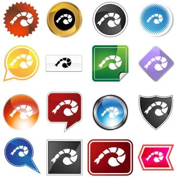 Shrimp icon set Stock Illustration