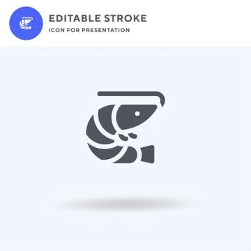 Shrimp icon vector, filled flat sign, solid pictogram isolated on white, logo Illustrazione stock