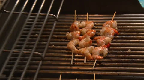 Shrimp Kabobs Stock Footage 24862847