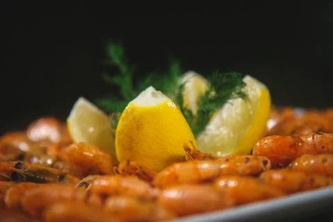 Shrimp with lemon Foto stock