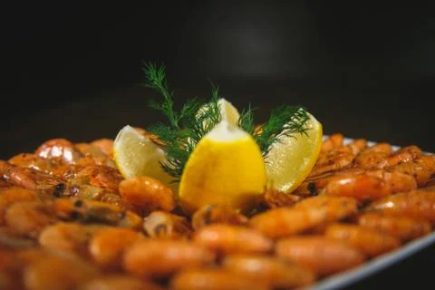 Shrimp with lemon Foto stock