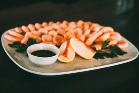 Shrimp with lemon Foto stock