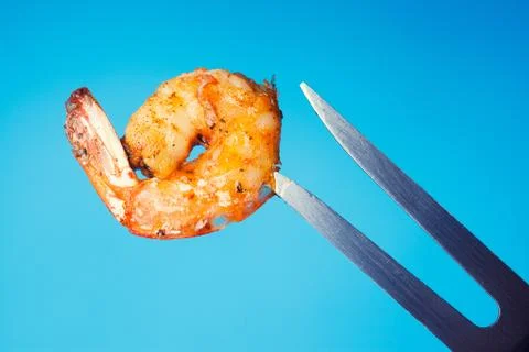 Shrimp Linguine on a fork Stock Photos