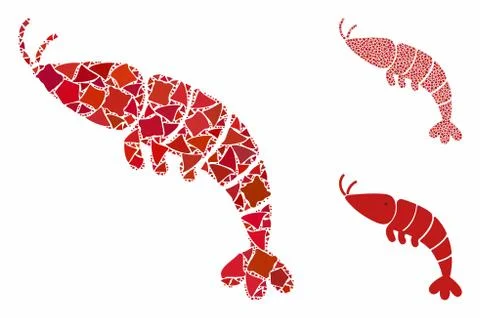 Shrimp Mosaic Icon of Trembly Elements Illustrazione stock