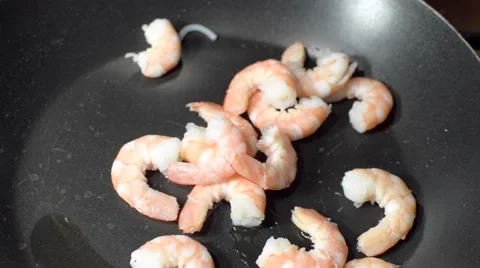 Shrimp in a pan Stock Footage 58158657