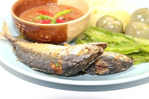 Shrimp paste and mackerel chili paste is a Thai food with sour and spicy ta.. 写真素材