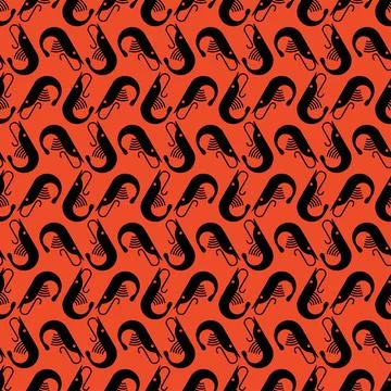 Shrimp pattern seamless. Small crustacean background Stock Illustration