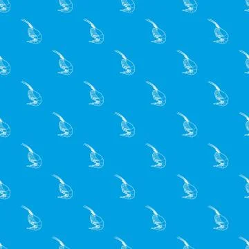 Shrimp pattern vector seamless blue Stock Illustration