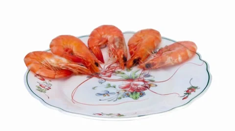 Shrimp on a platter. Stock Footage 8835857