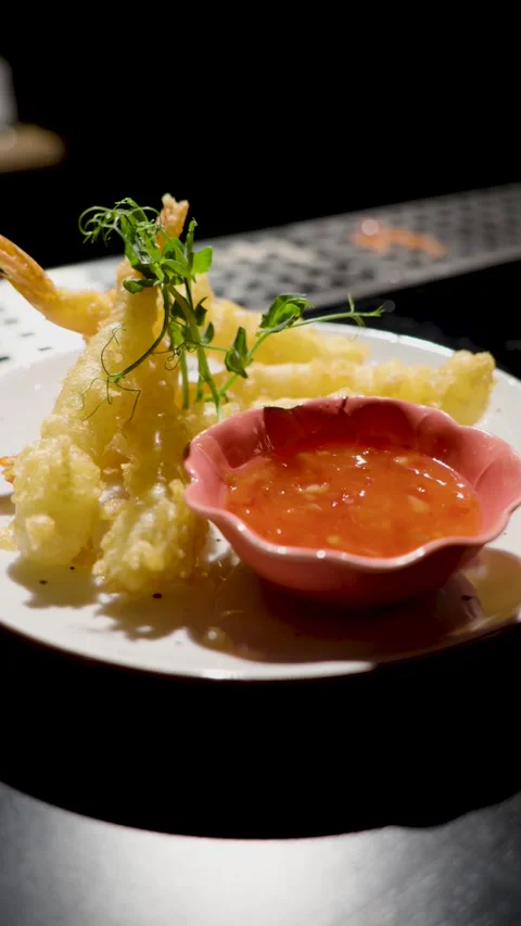 Shrimp prawns with sauce Stock Footage 295113463