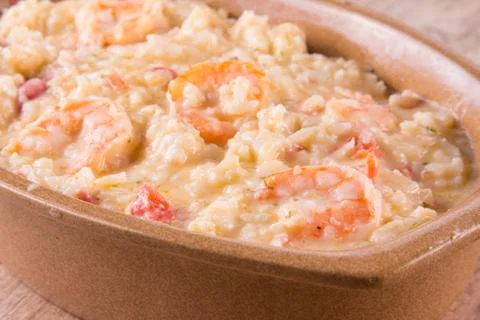 Shrimp Risotto with cheese 스톡 사진