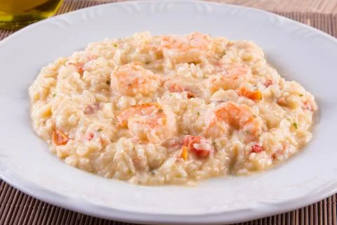 Shrimp Risotto with cheese Stock Photos