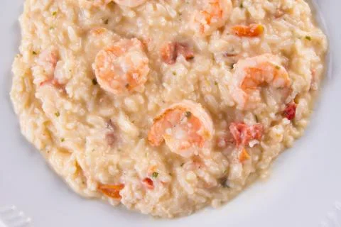Shrimp Risotto with cheese Stock Photos