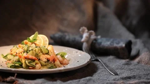 Shrimp salad Stock Footage 49313901