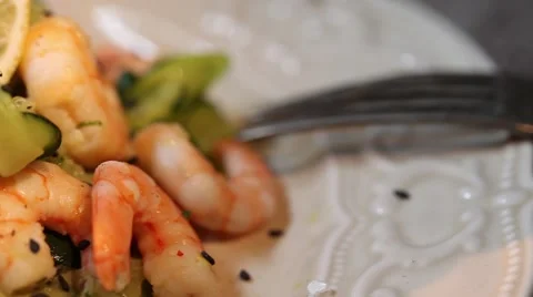 Shrimp salad Stock Footage 49313909