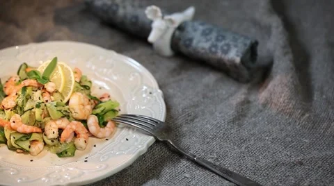 Shrimp salad Stock Footage 49314158