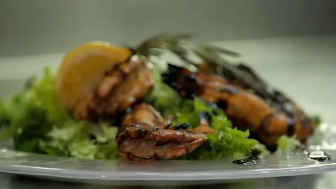 Shrimp Salad Presentation Stock Footage 131366824
