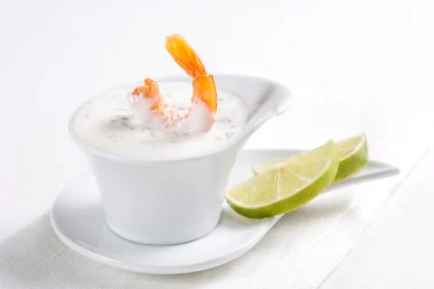 Shrimp with sauce Stock Photos