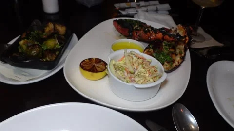 Shrimp scampi &amp; lobster Stock Footage 296842010