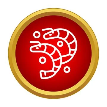 Shrimp seafood icon vector on red circle background Stock Illustration