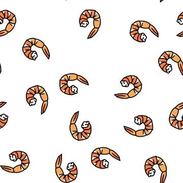Shrimp seafood vector seamless pattern Illustrazione stock