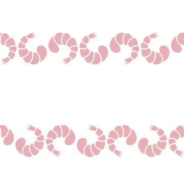 Shrimp. Seamless horizontal border. Repeating vector pattern. Illustrazione stock