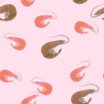 Shrimp seamless pattern Stock Illustration