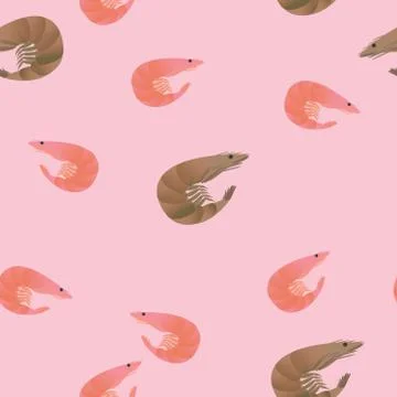 Shrimp seamless pattern Stock Illustration